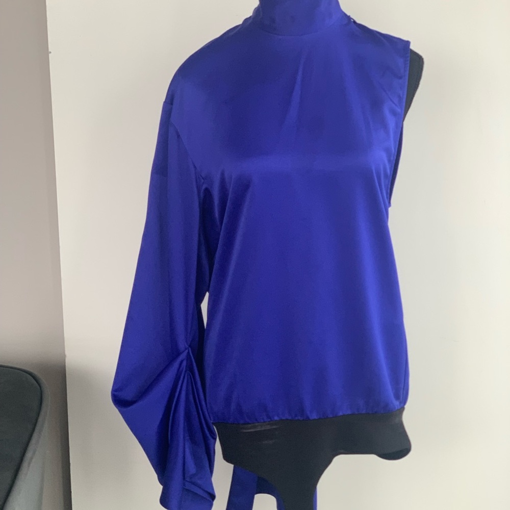 Solace London One Shoulder Bodysuit Blue Sz S